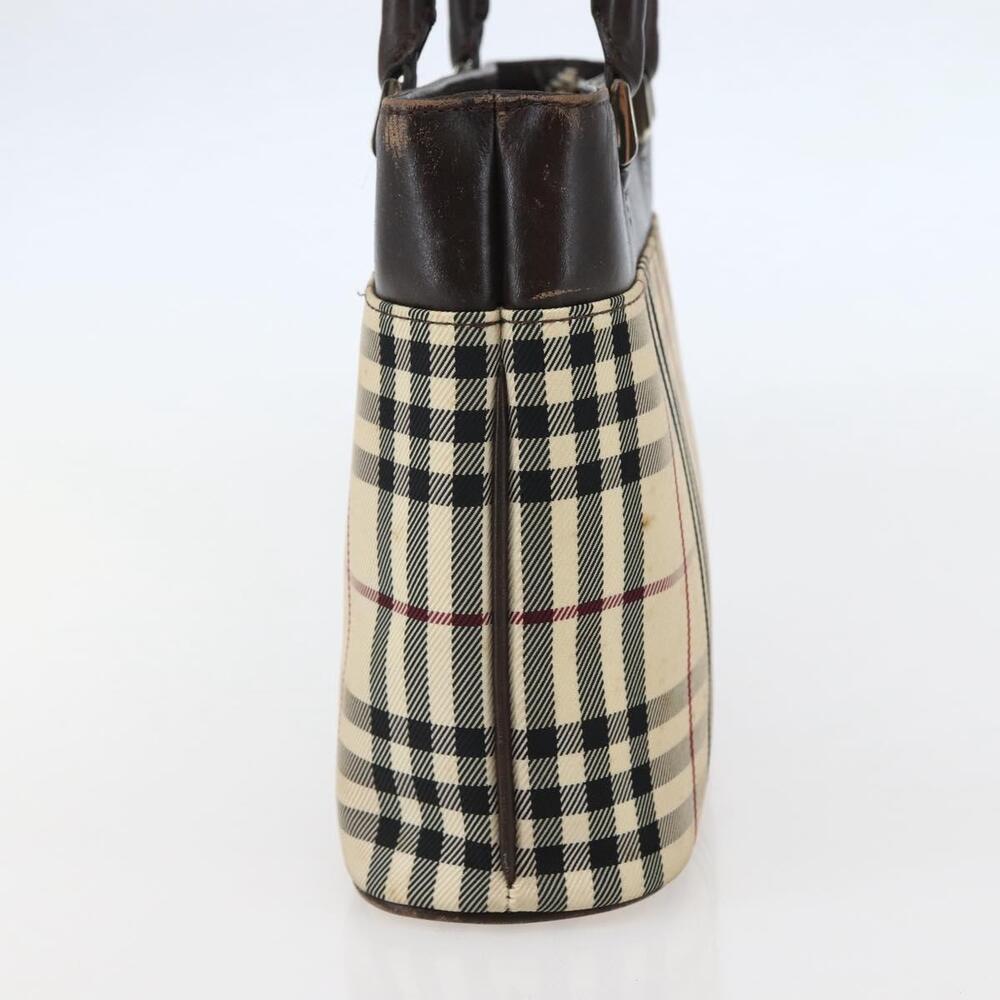 BURBERRY Nova Check Hand Bag Canvas Beige Gold Auth BA6325 - Picture 4 of 16